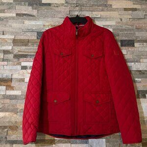 Tommy Hilfiger Womans Red Jacket Red Diamond Quilt Size M Like New